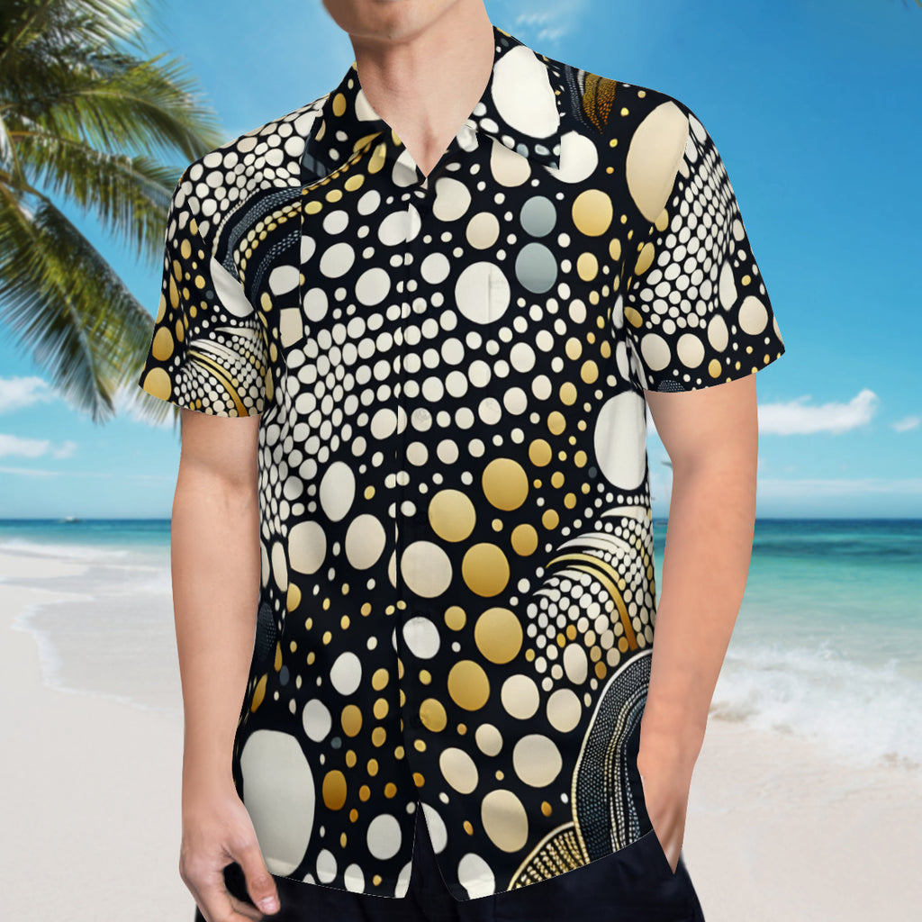 Abstract Short Sleeves Men's Shirt With Chest Pocket