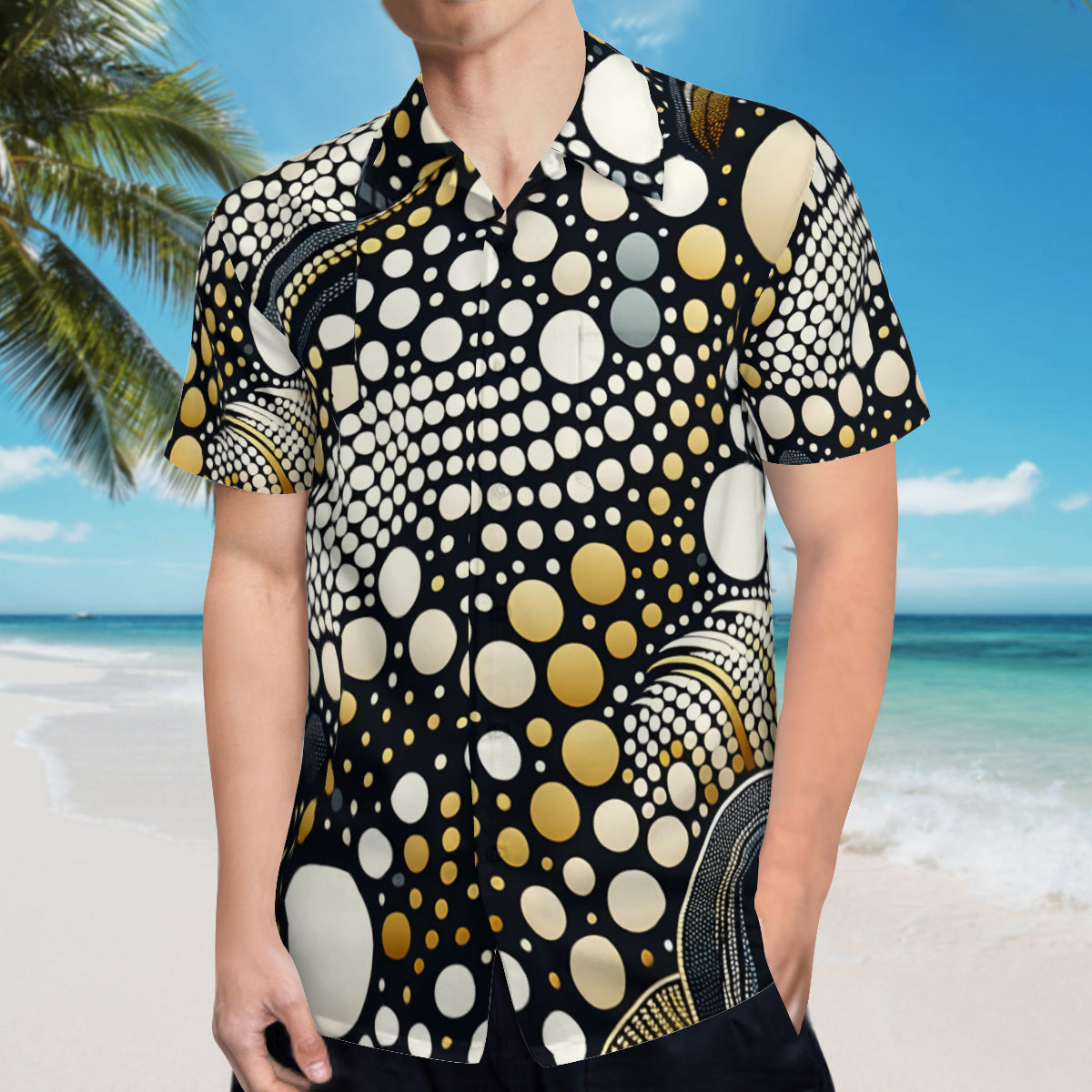 Abstract Short Sleeves Men's Shirt With Chest Pocket