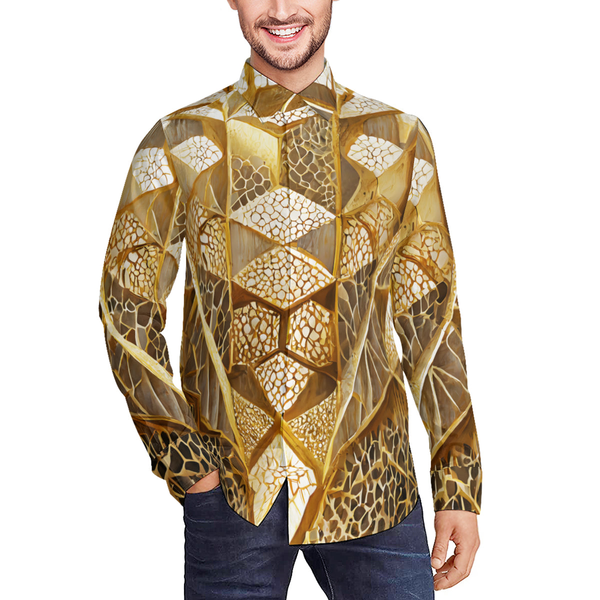 Architechtural Design Men's Classic Long-Sleeved Shirt | Polyester