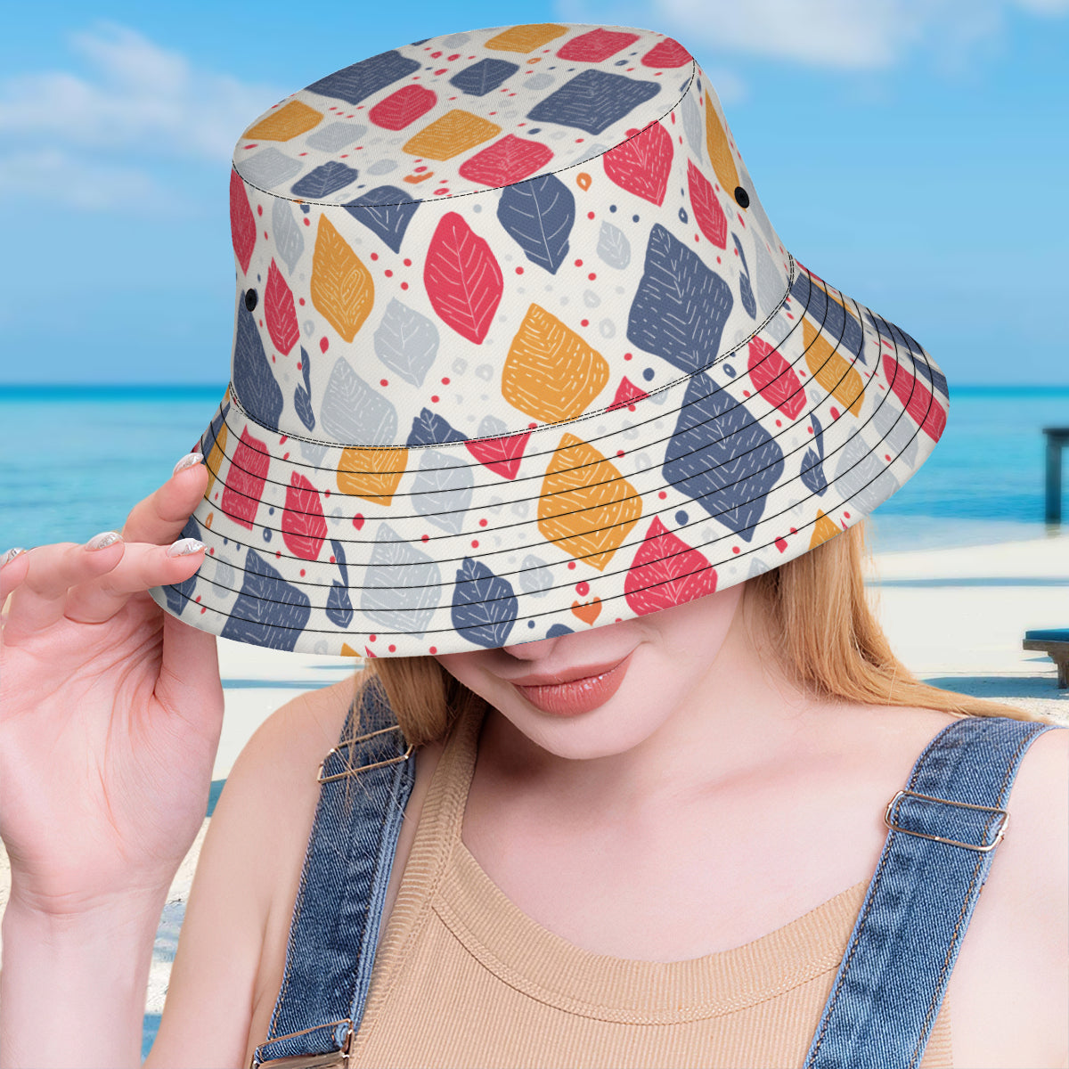 Abstract Denim Double-Sided Unisex Polyester Bucket Hat