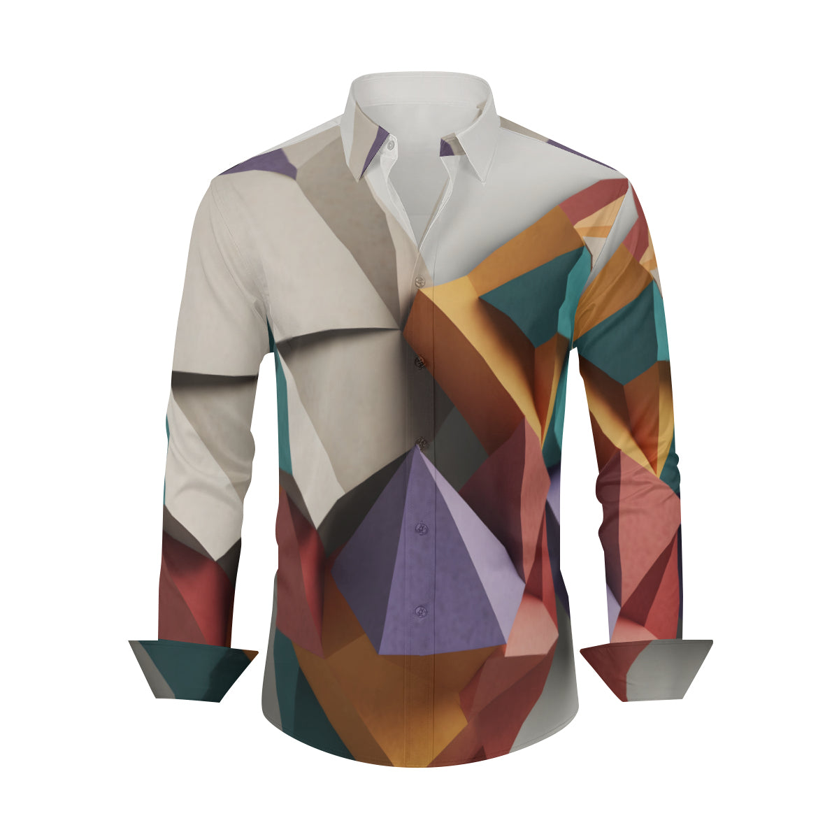 3D Geometric Men's Classic Long-Sleeved Shirt | Polyester
