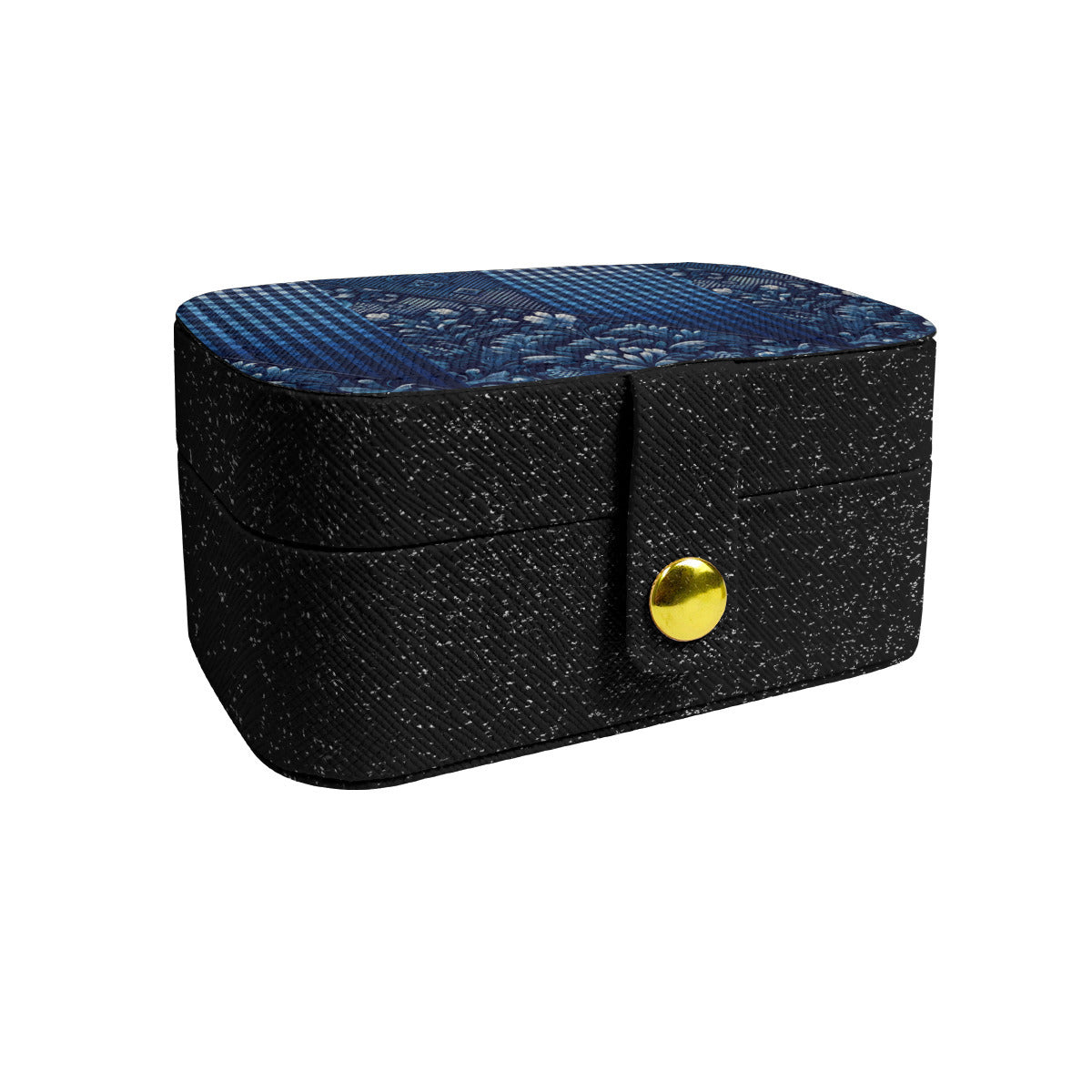 Denim Check Personalized Portable Jewelry Box