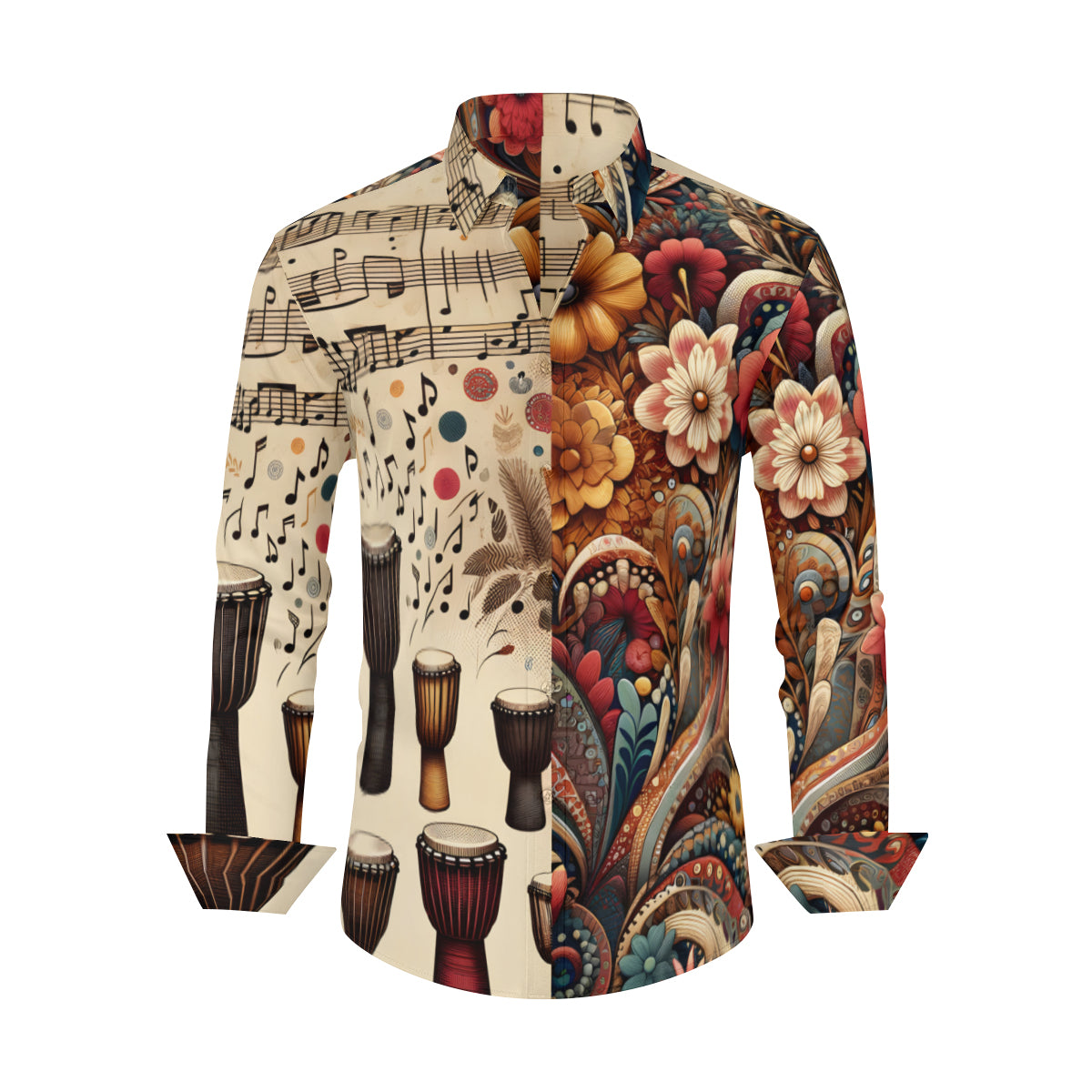 Musical Floral Long Sleeves Men's Shirt