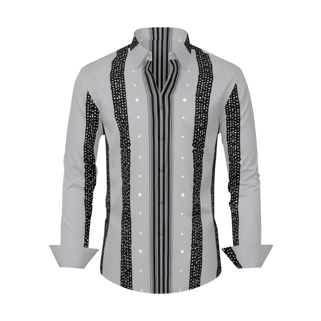 Abstract Stripes Design Long Sleeves Men's Shirt
