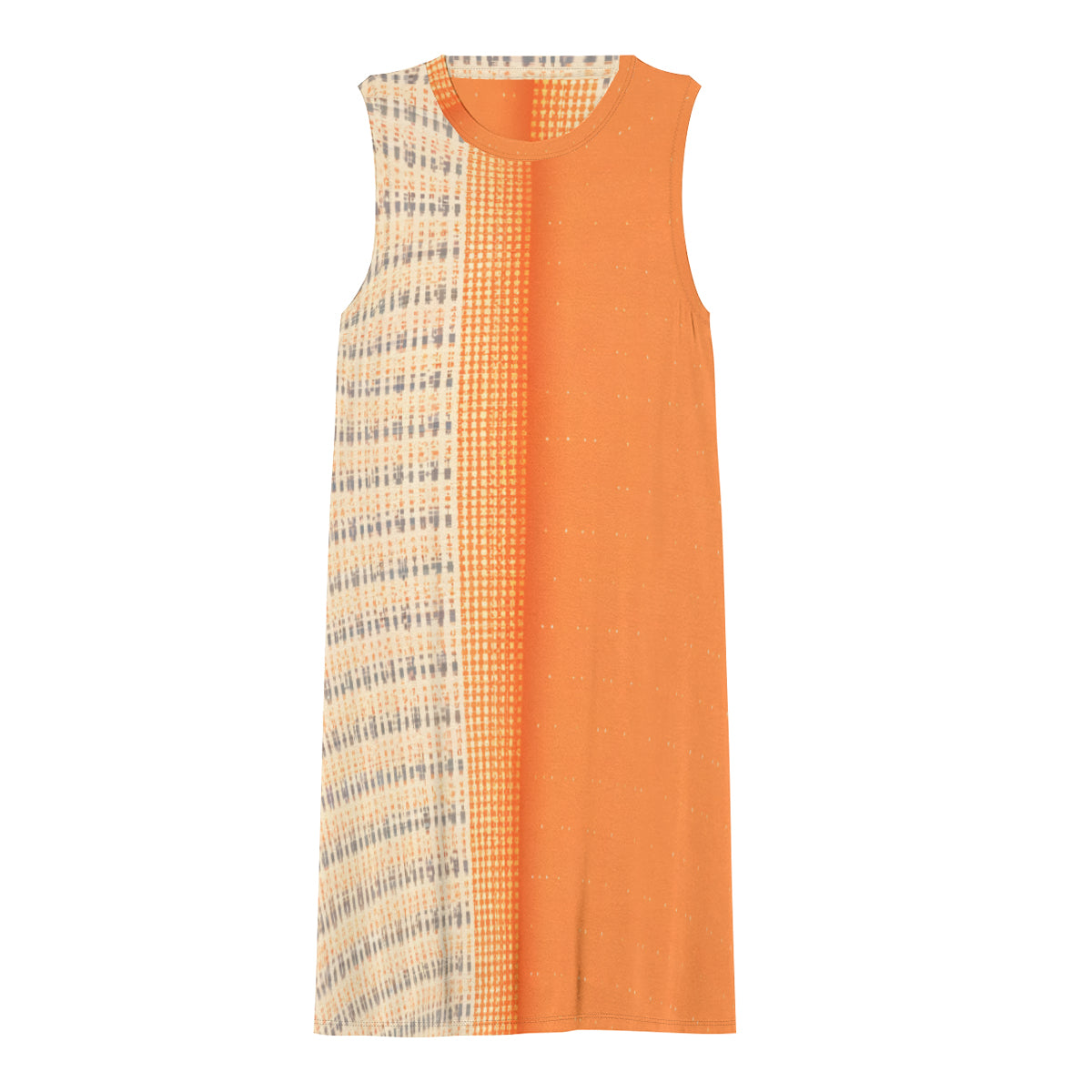 Orange Check Women's Casual Dress | Polyester