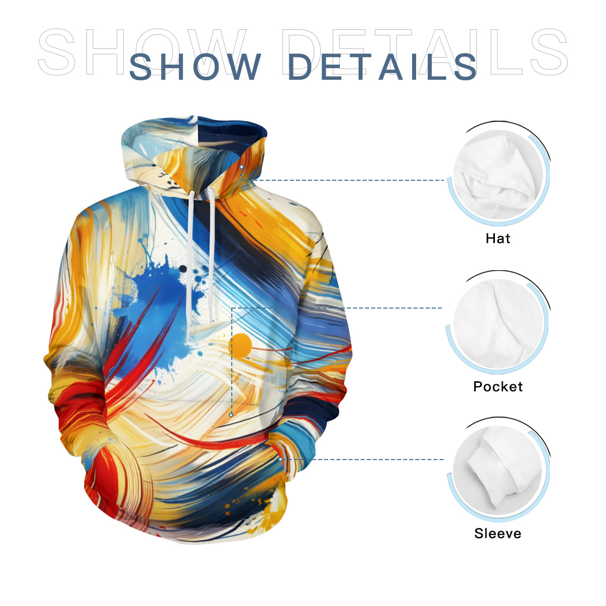 Brush Strokes Men's Adult Hoodie Set (Double-Layer Hood) | Health Fabric