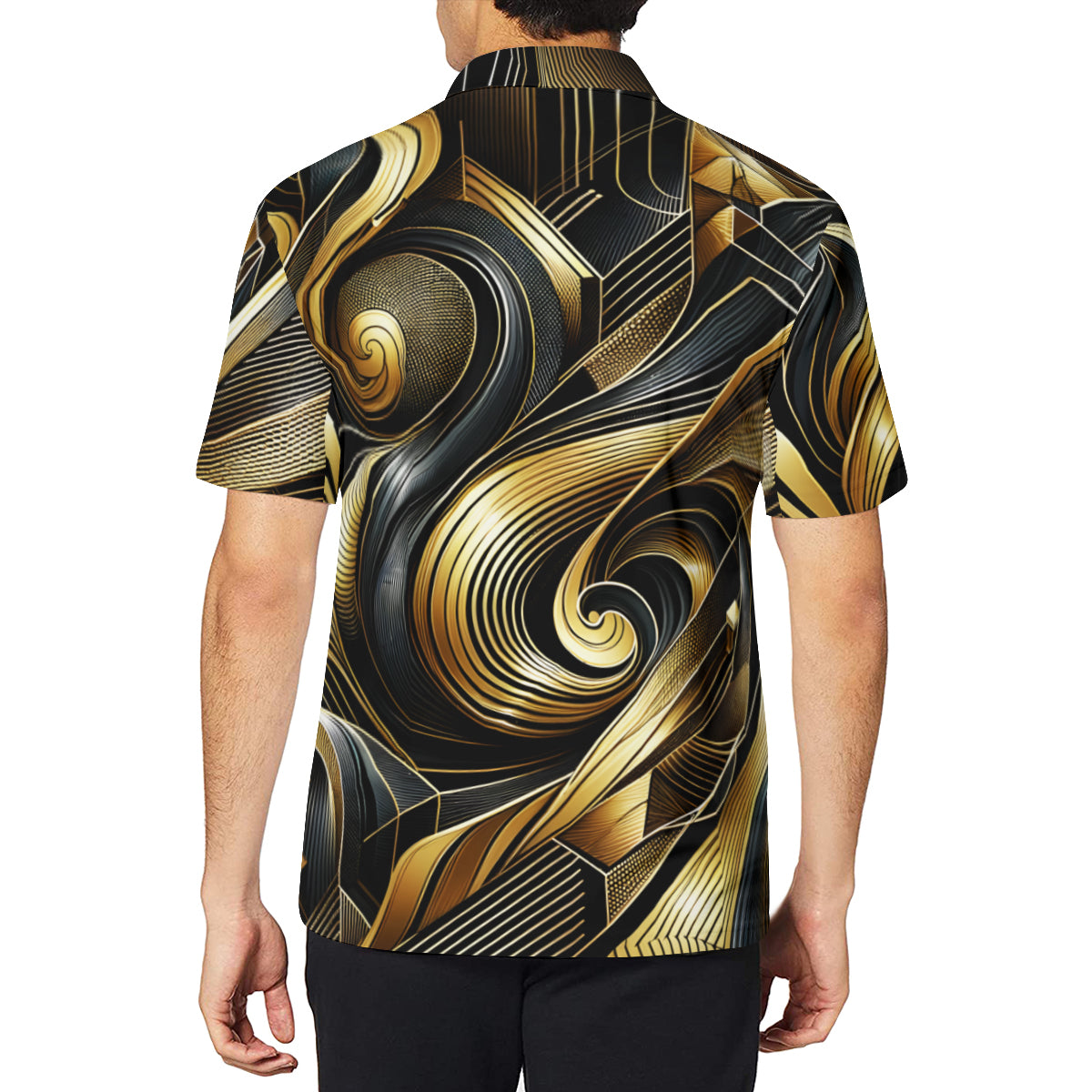 Abstract Gold Men's Premium European Size POLO Shirt | 95% Polyester+5% Spandex