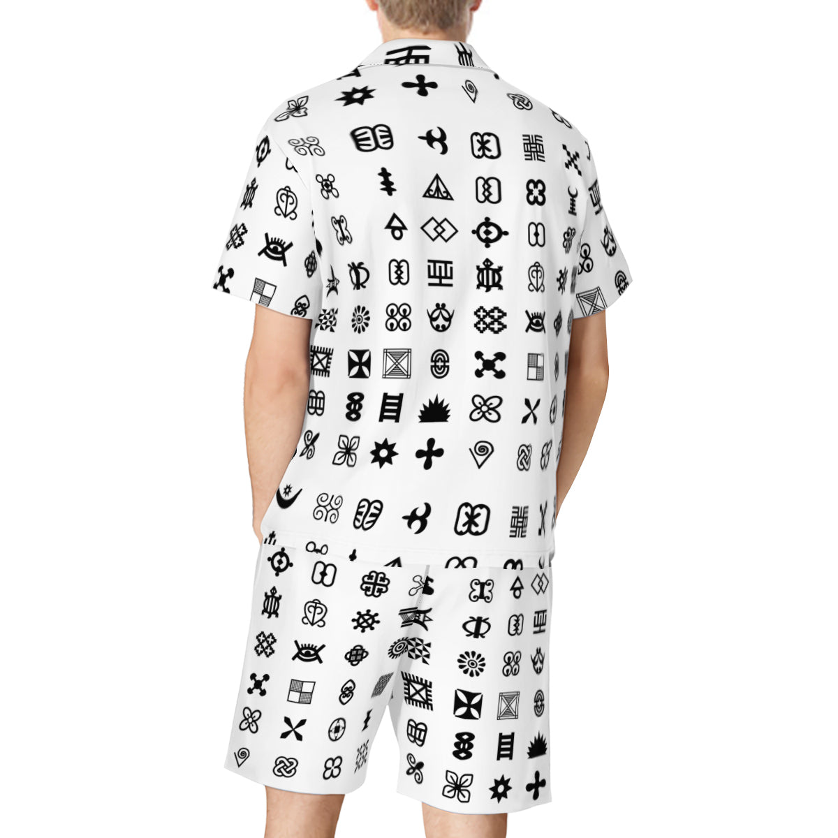 Adinkra Symbols Men's Shirt and Shorts Set (Multi-faceted Design) | Cotton-Like Polyester