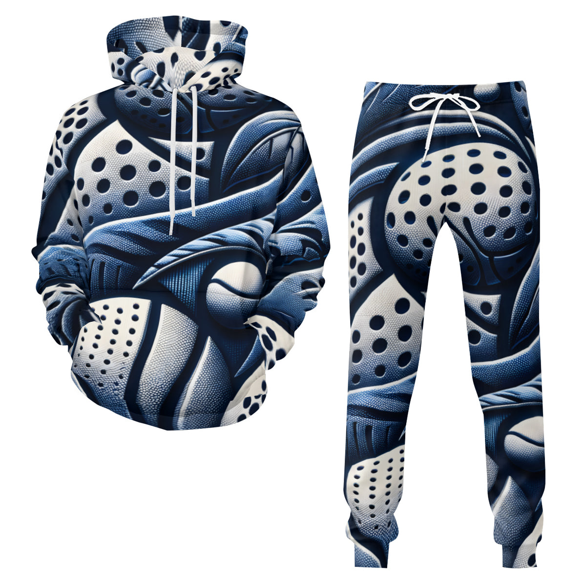 Blue Style Men's Adult Hoodie Set (Double-Layer Hood) | Health Fabric