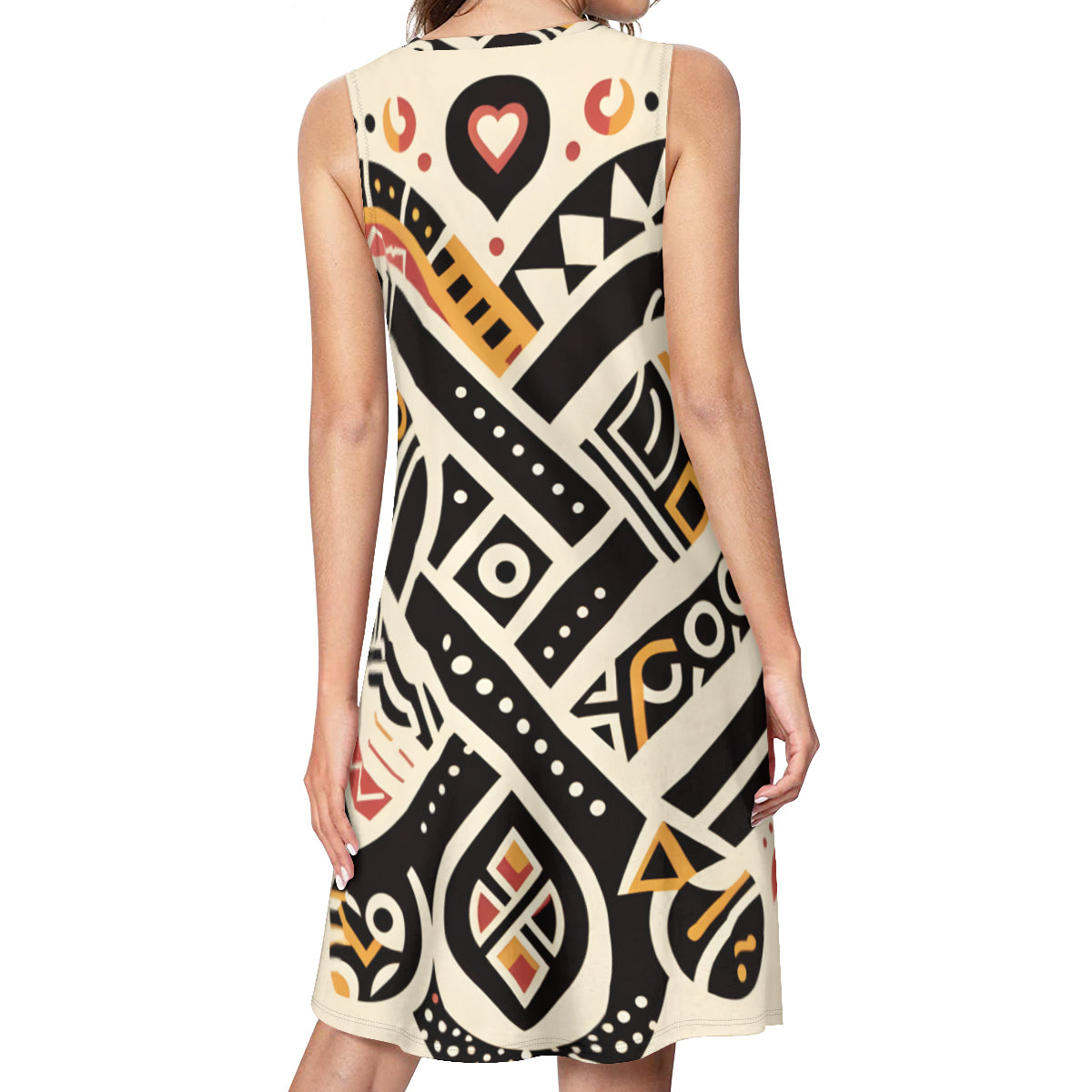 Abstract Africa Motifs Women's Casual Dress | Polyester