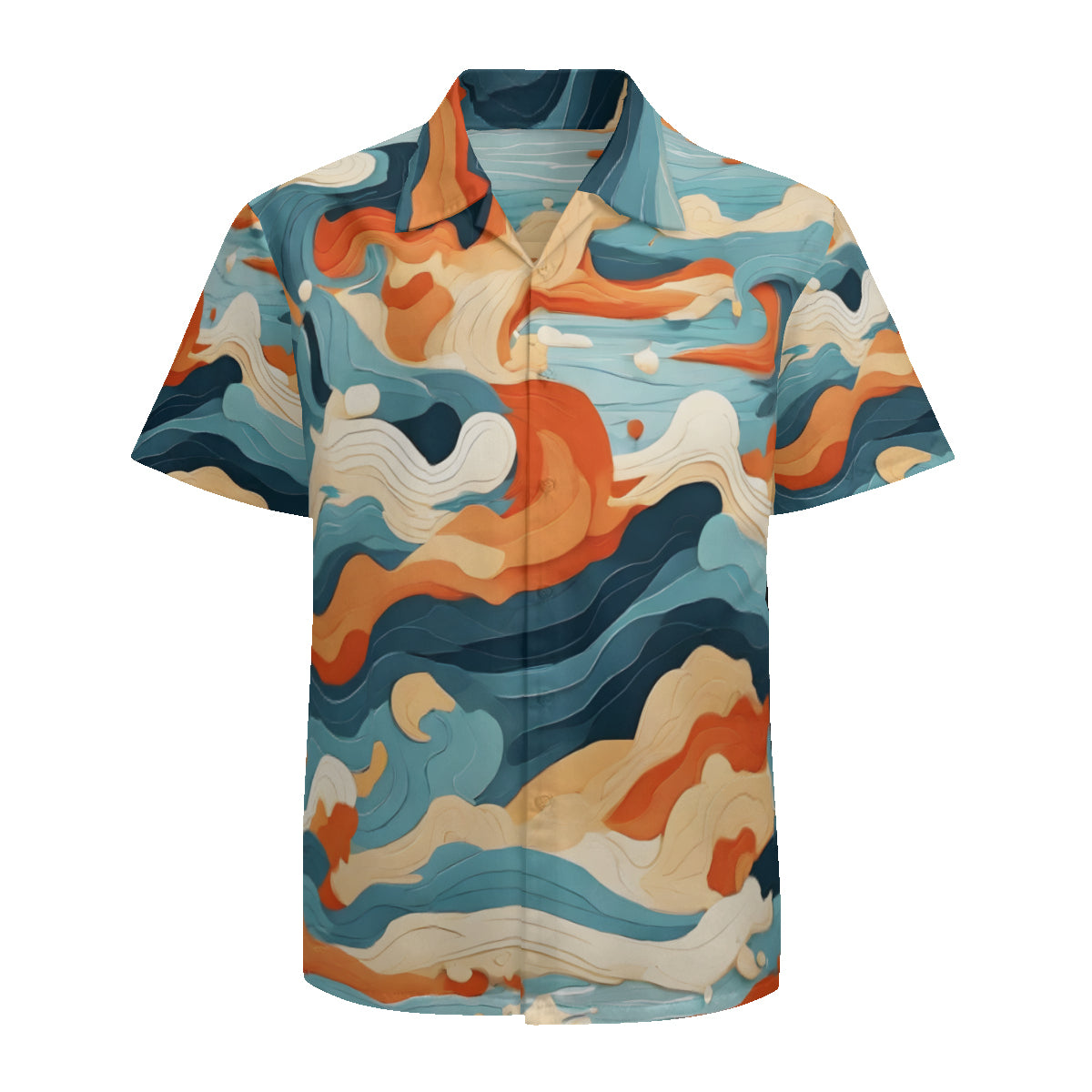 Wave Pattern Short Sleeves Men's Shirt