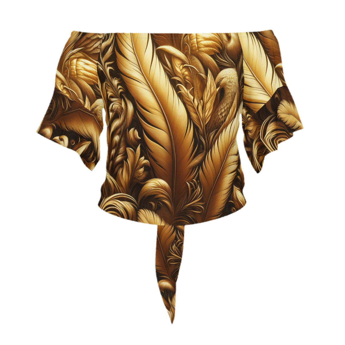 Golden Feathers Women's One-shoulder Tie Short Sleeves | Polyester