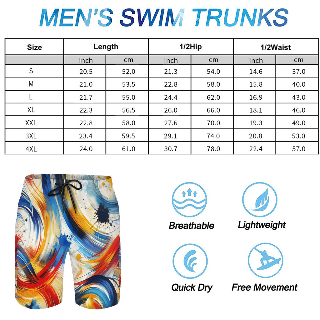 Abstract Men's Beach Shorts (Not Mesh Lined) | Polyester