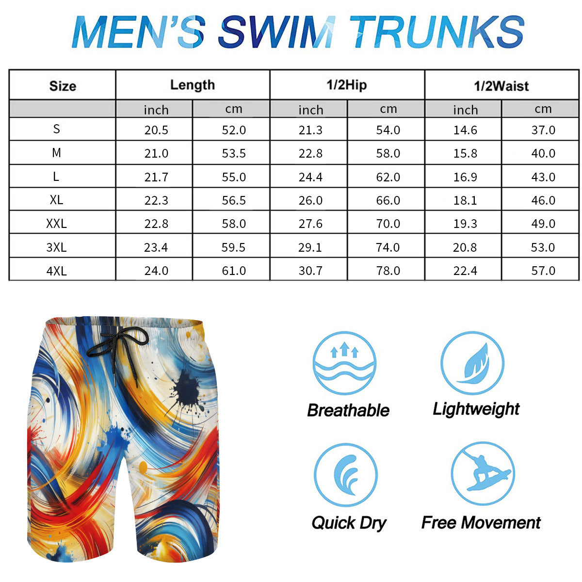 Abstract Men's Beach Shorts (Not Mesh Lined) | Polyester