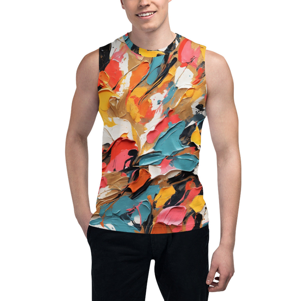 Vibrant Abstract Men's Sleeveless Vest｜Polyester
