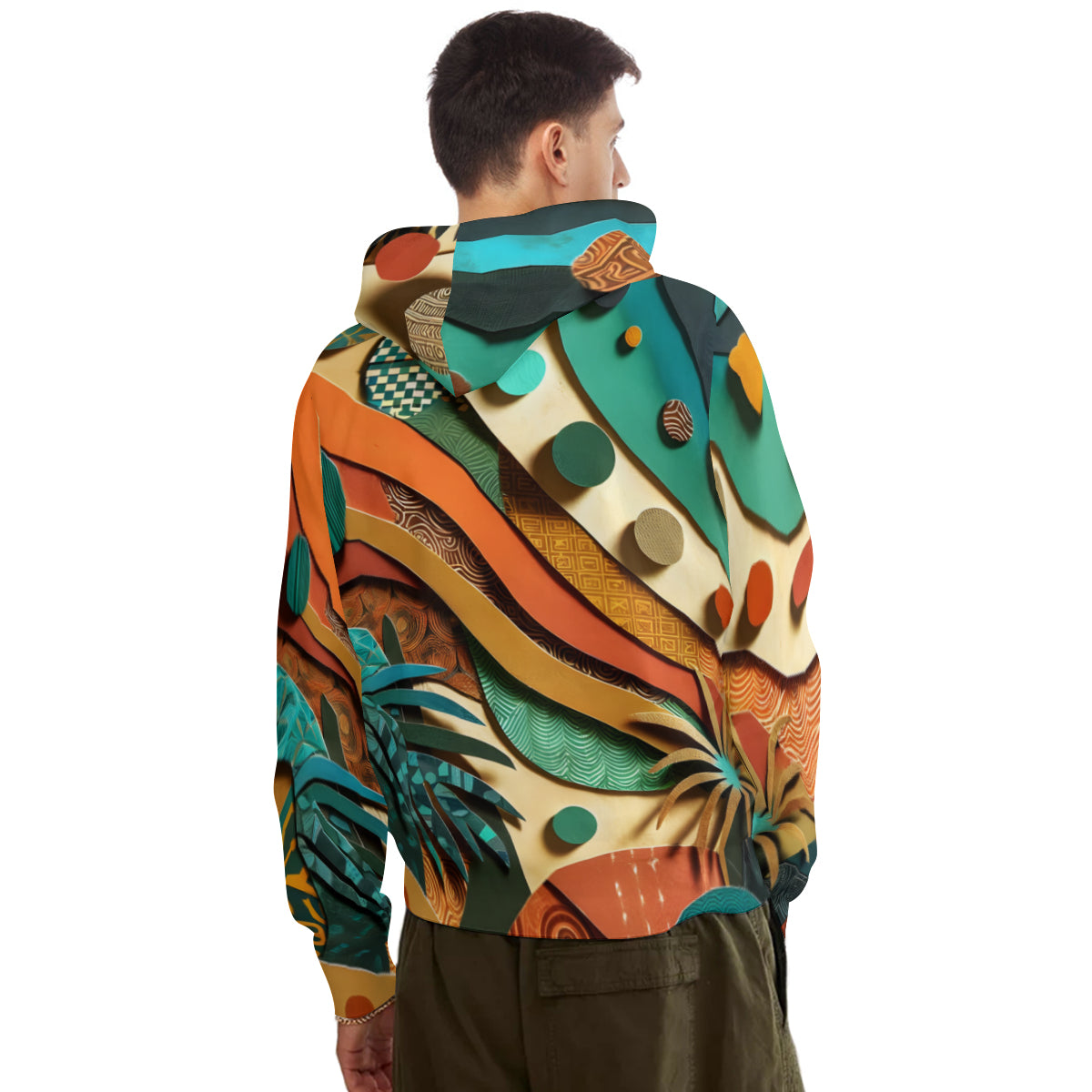 Paper Collage Men's Adult Hoodie Set (Double-Layer Hood) | Health Fabric