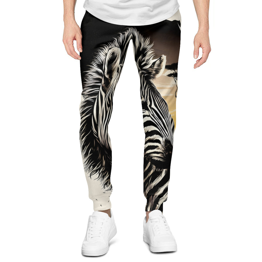 African Zebra Men's Adult Hoodie Set (Double-Layer Hood) | Health Fabric