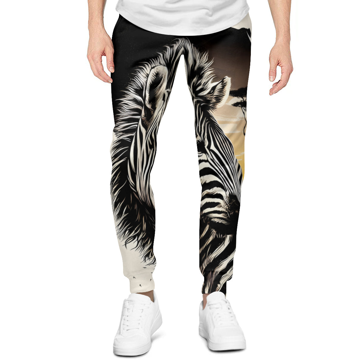 African Zebra Men's Adult Hoodie Set (Double-Layer Hood) | Health Fabric