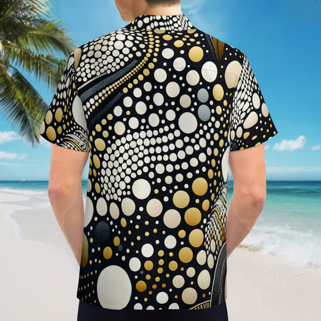 Abstract Short Sleeves Men's Shirt With Chest Pocket