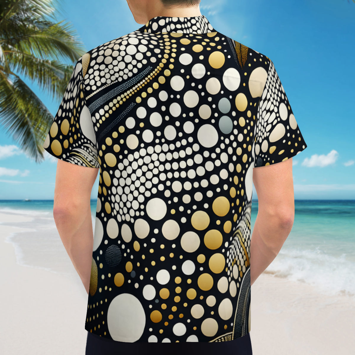Abstract Short Sleeves Men's Shirt With Chest Pocket
