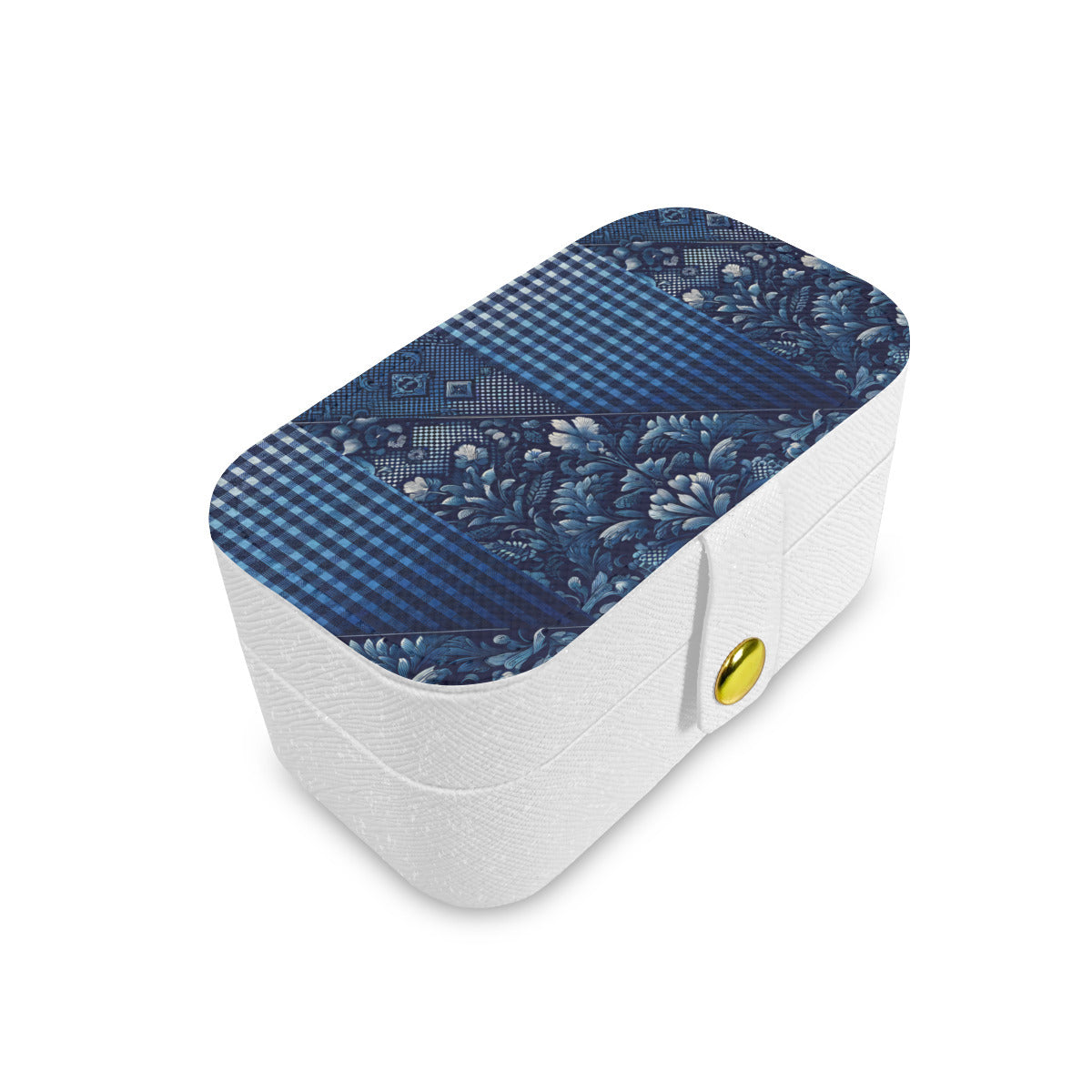Denim Check Personalized Portable Jewelry Box