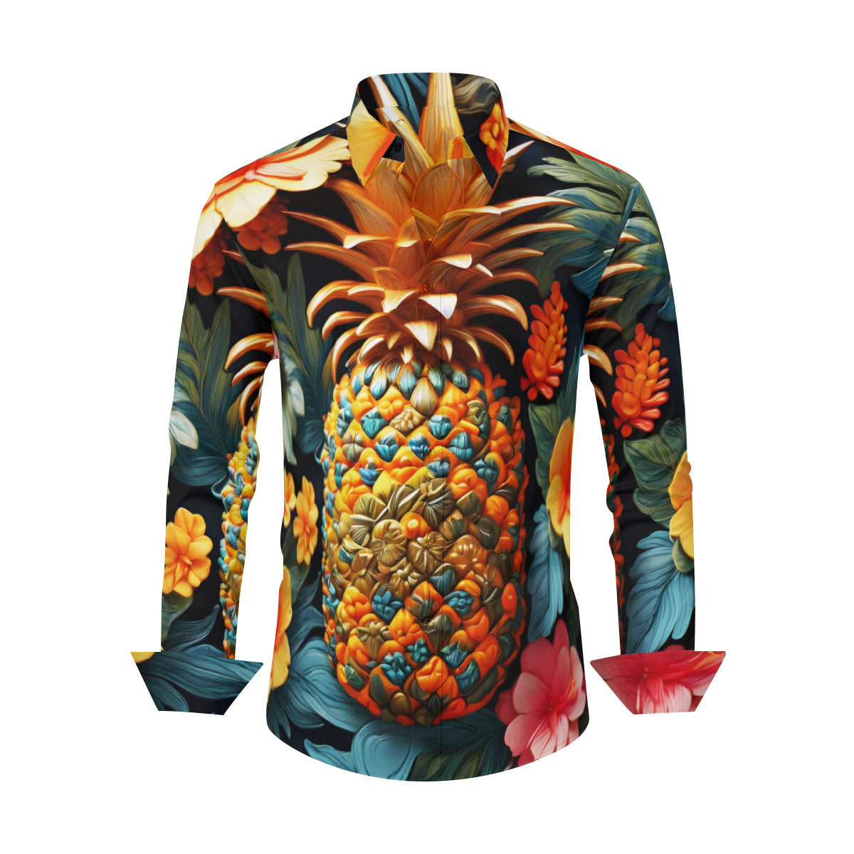 Pineapple Men's Classic Long-Sleeved Shirt | Polyester