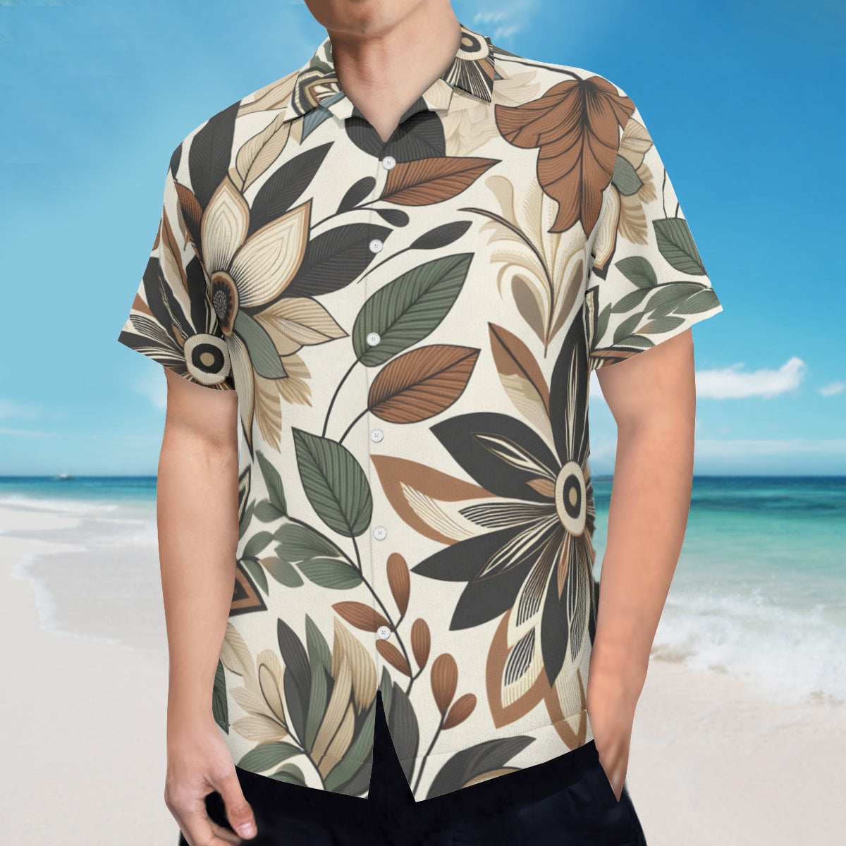 Botanical Leaves Short Sleeves Men's Shirt