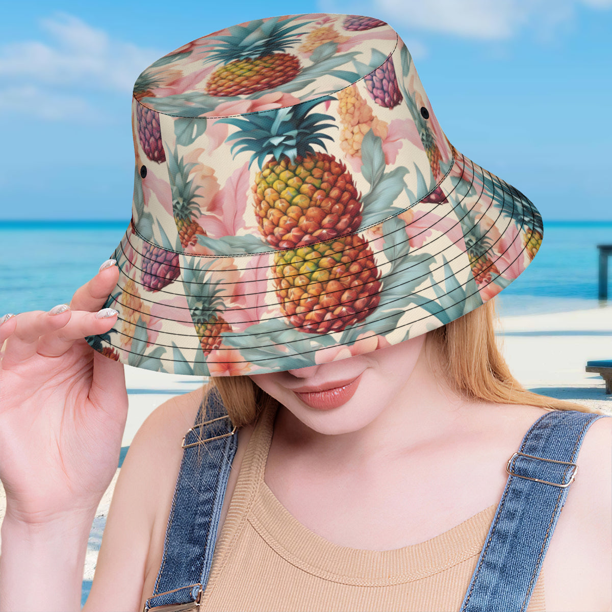 Pineapple Double-Sided Unisex Polyester Bucket Hat
