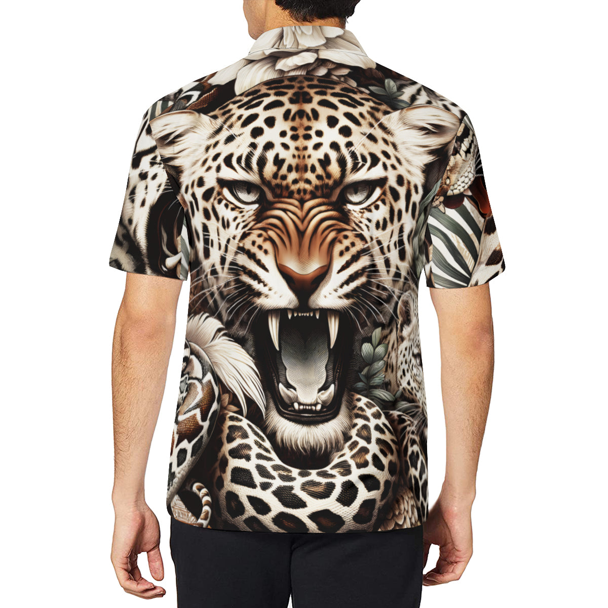 Leopard Men's Premium European Size POLO Shirt | 95% Polyester+5% Spandex