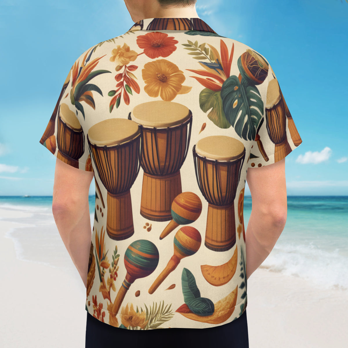 Floral Drums Sleeves Men's Shirt
