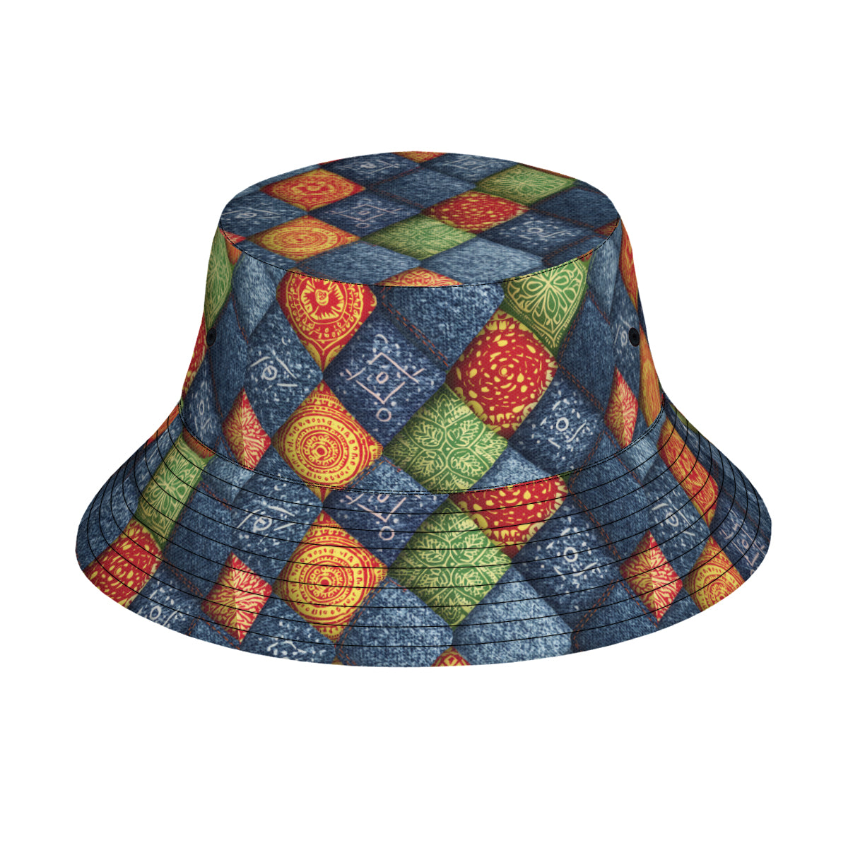 Abstract Denim Double-Sided Unisex Polyester Bucket Hat