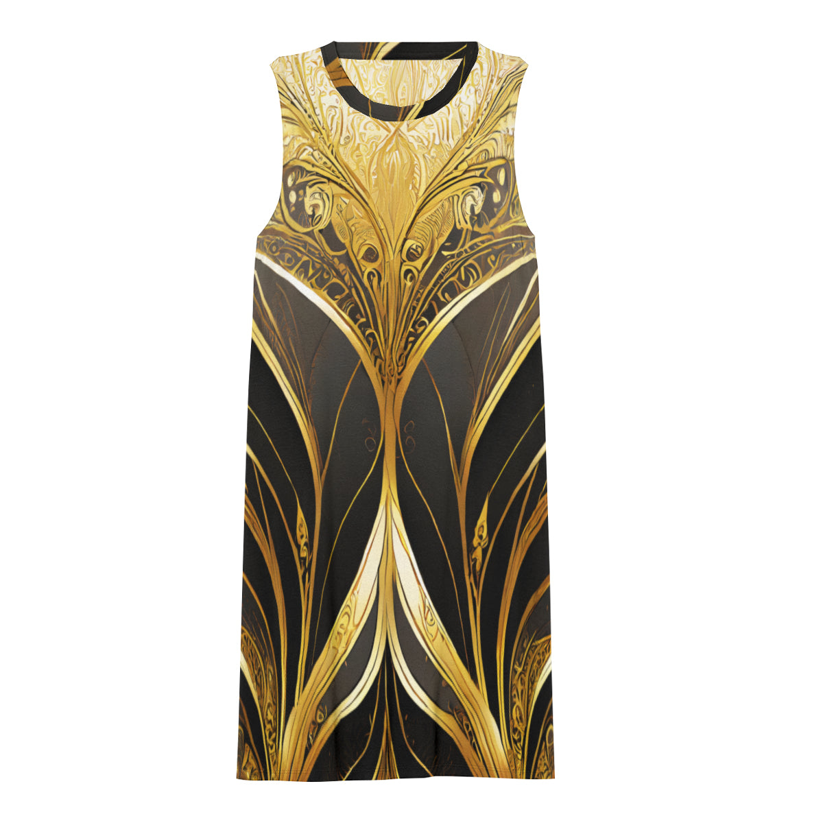 Elegant Gold Women's Casual Dress | Polyester