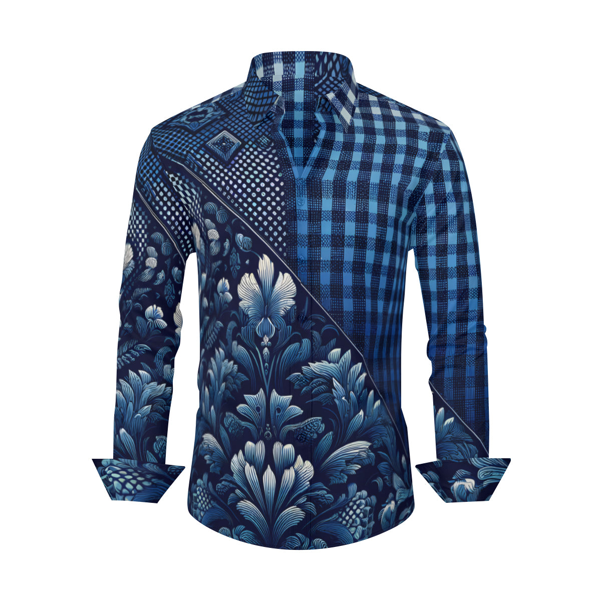 Blue Jeans Design Long Sleeves Men's Shirt