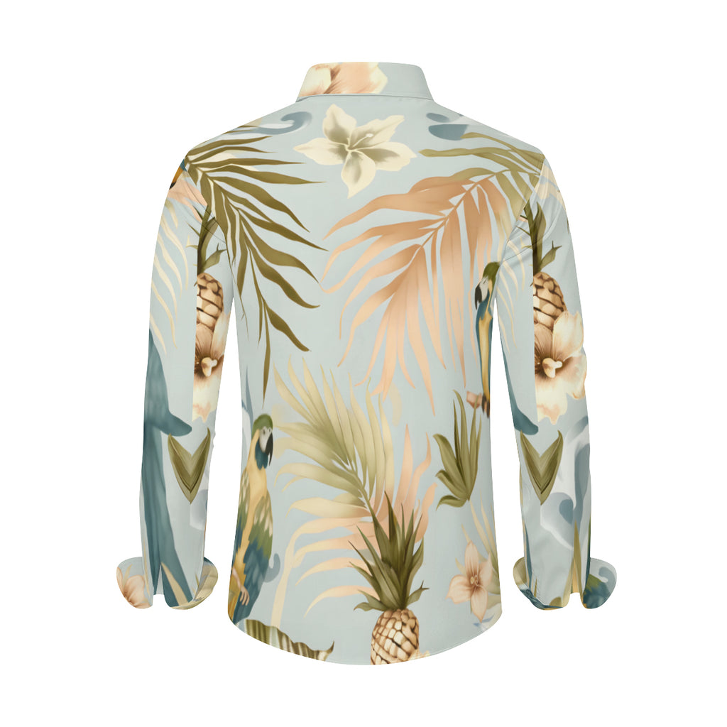 Floral Men's Classic Long-Sleeved Shirt | Polyester