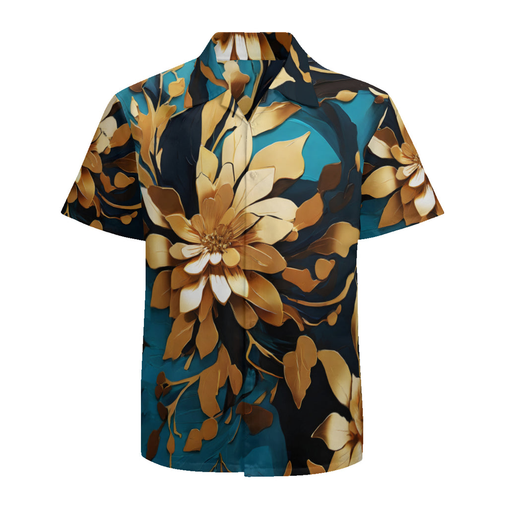 Teal Design Short Sleeves Men's Shirt
