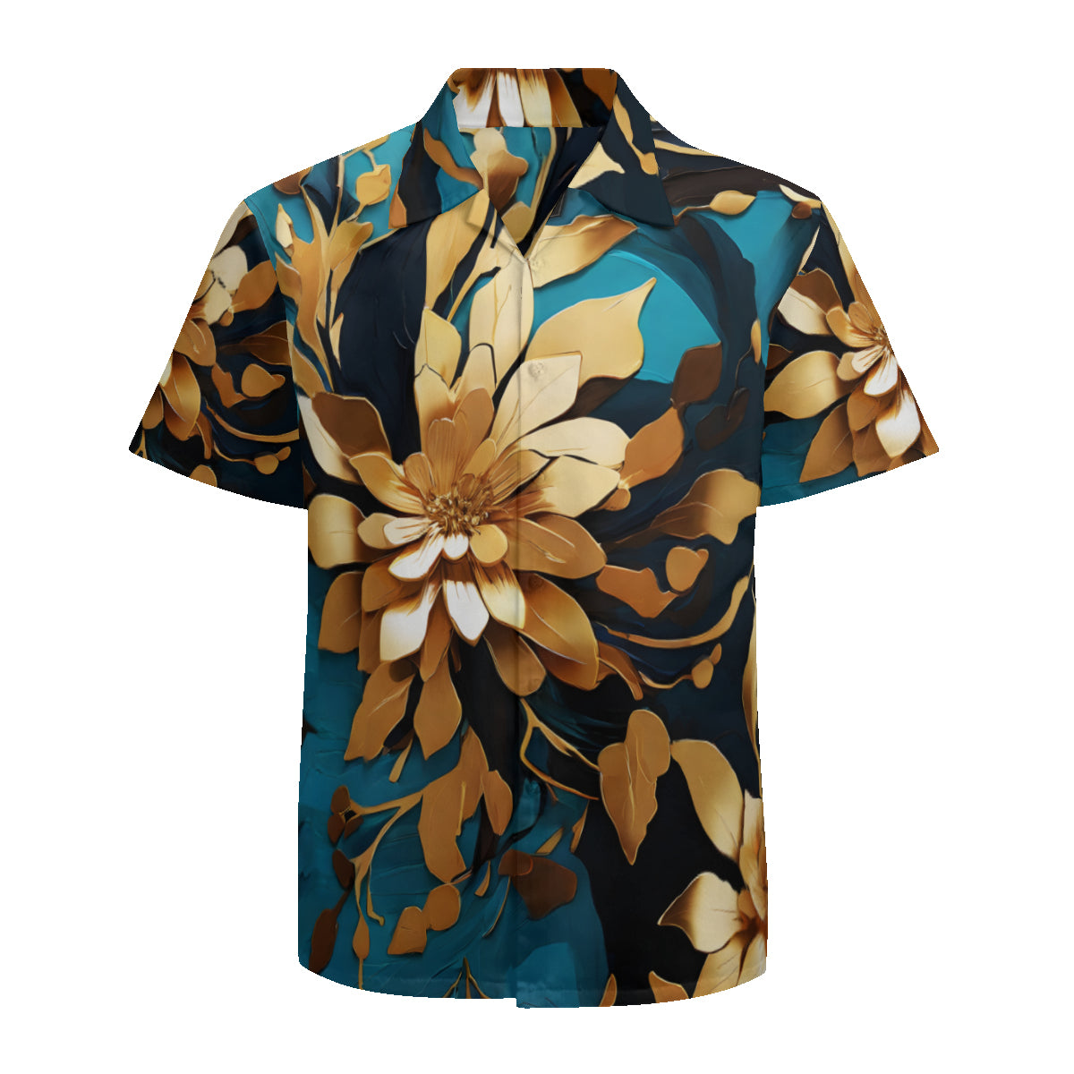 Teal Design Short Sleeves Men's Shirt