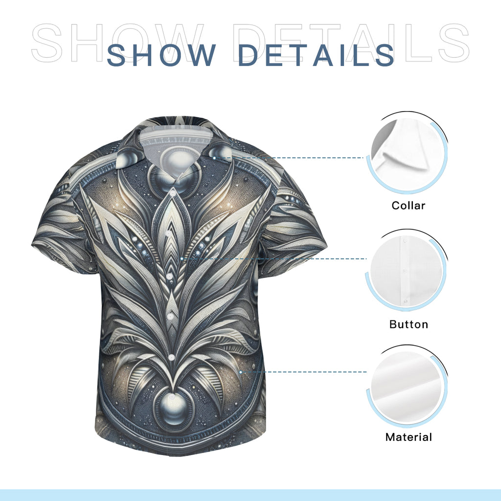 Metallic Denim Short Sleeves Men's Shirt