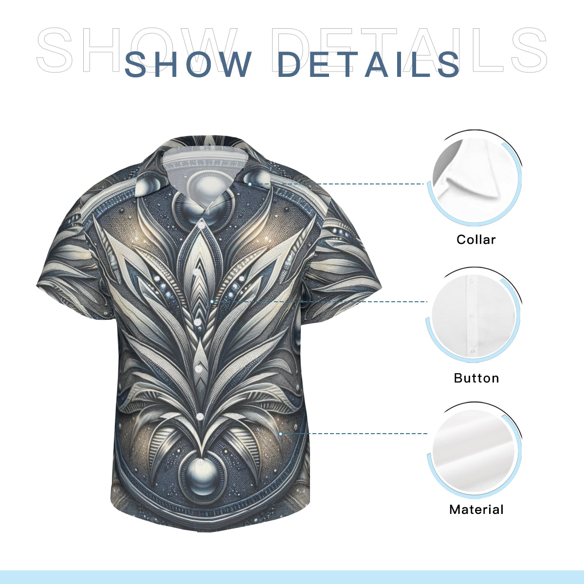 Metallic Denim Short Sleeves Men's Shirt