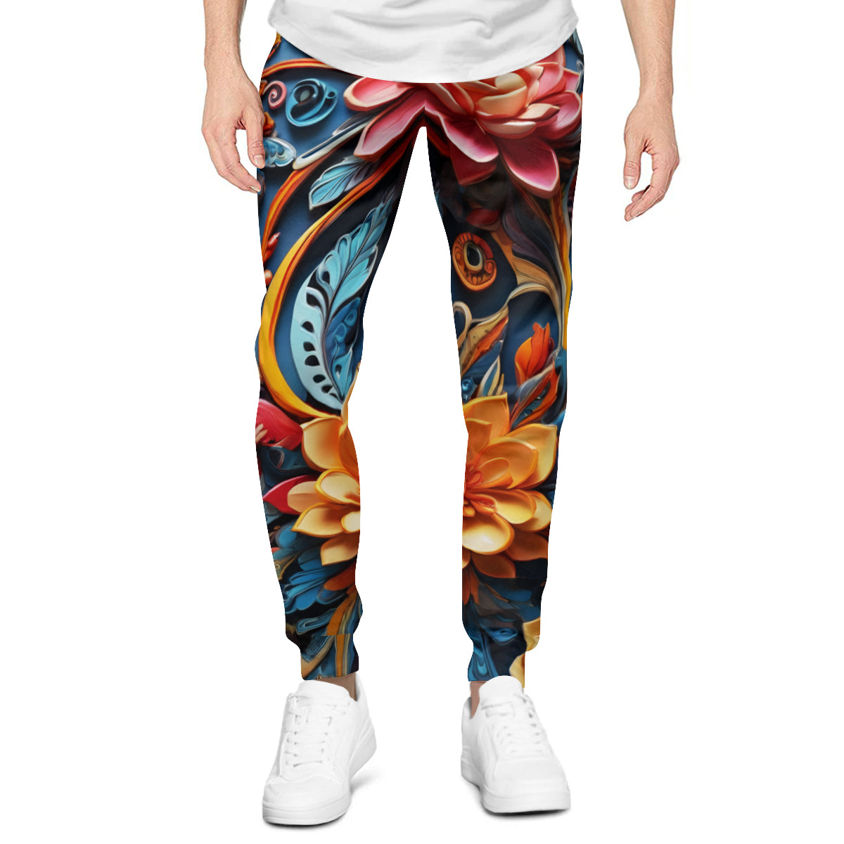Floral Men's Adult Hoodie Set (Double-Layer Hood) | Health Fabric