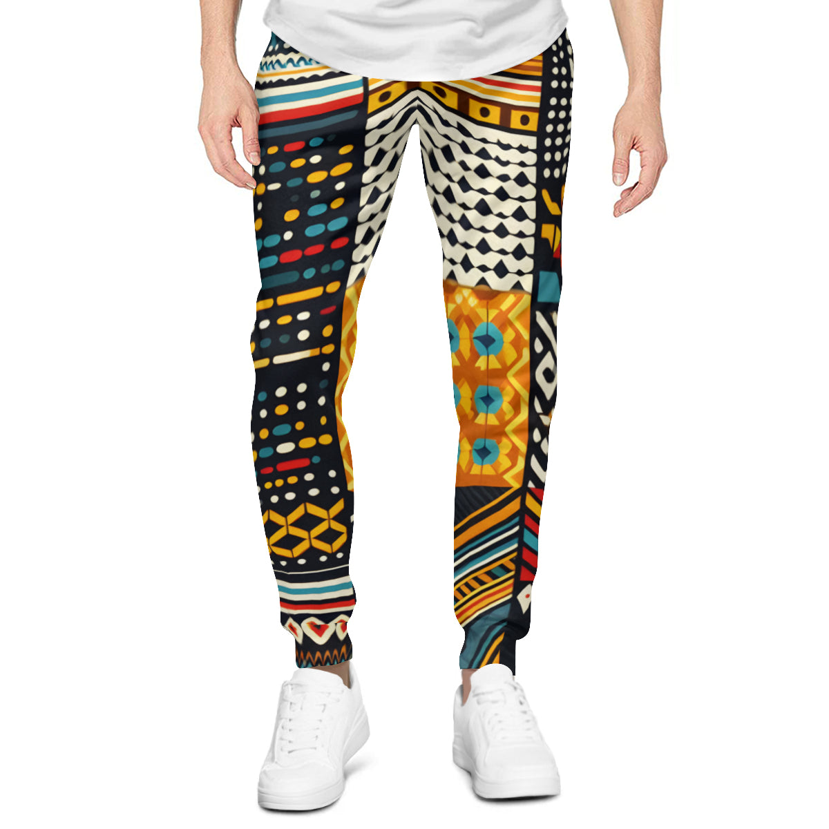 African Motifs Men's Adult Hoodie Set (Double-Layer Hood) | Health Fabric