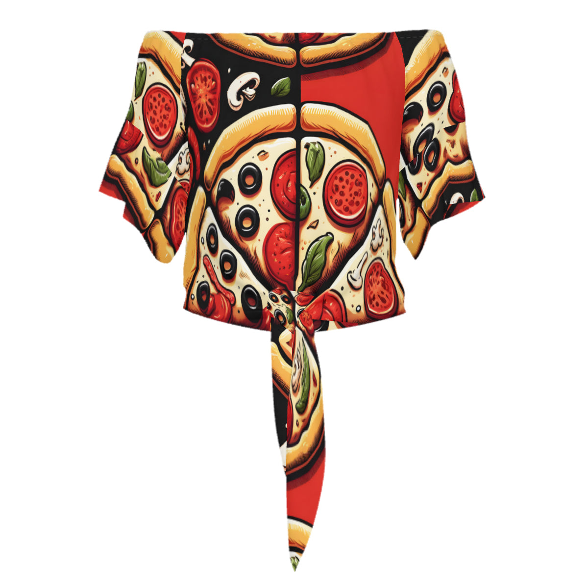 Pizza Slices One-Shoulder Tie Short Sleeves