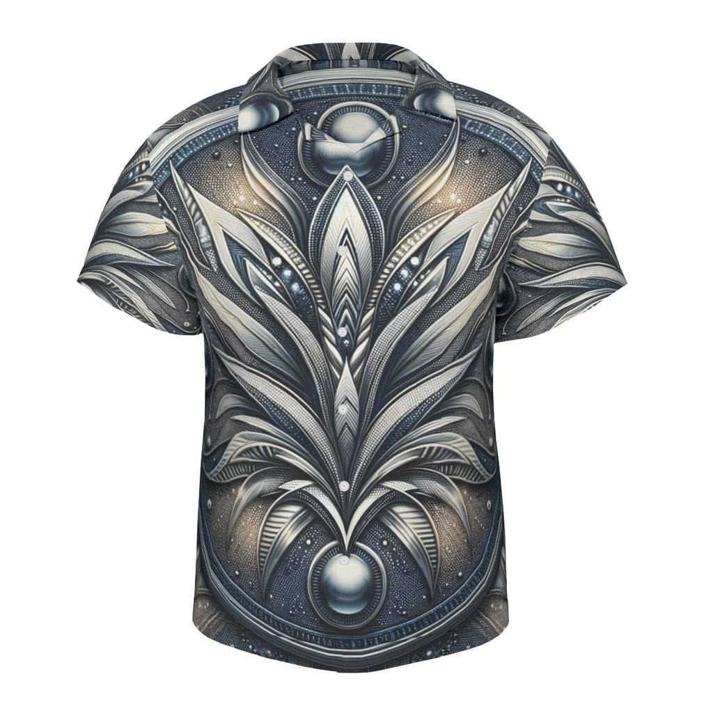 Metallic Denim Short Sleeves Men's Shirt