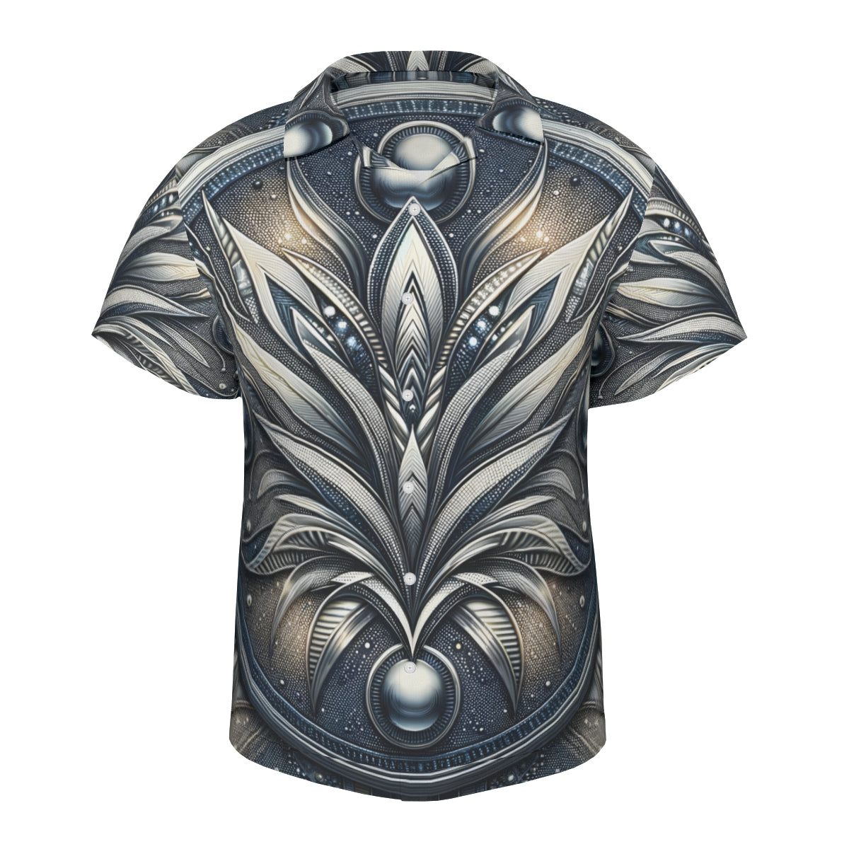 Metallic Denim Short Sleeves Men's Shirt