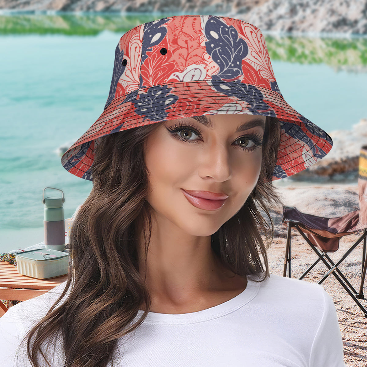 Abstract Denim Double-Sided Unisex Polyester Bucket Hat