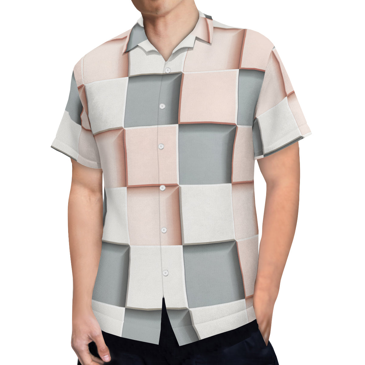 Abstract Square Short Sleeves Men's Shirt