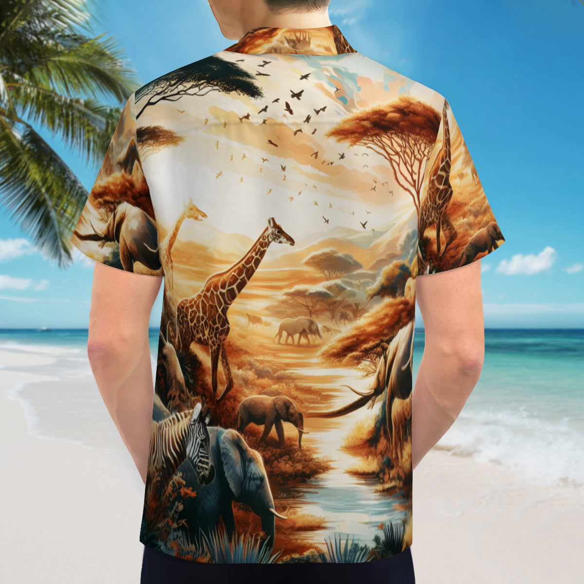 Animal Sunset Short Sleeves Men's Shirt