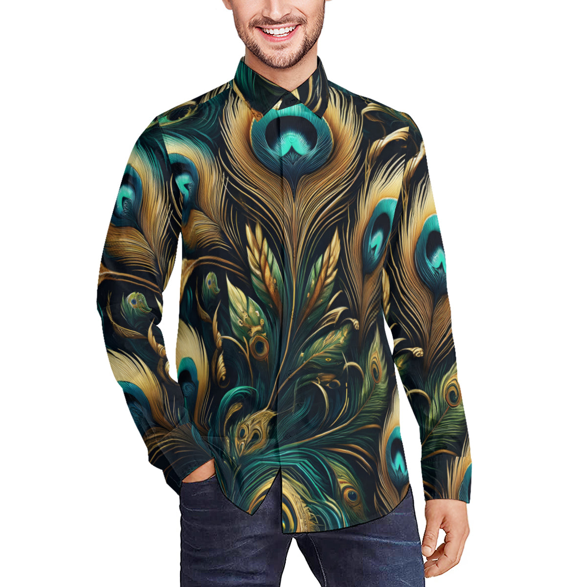 Peacock Long Sleeves Men's Shirt