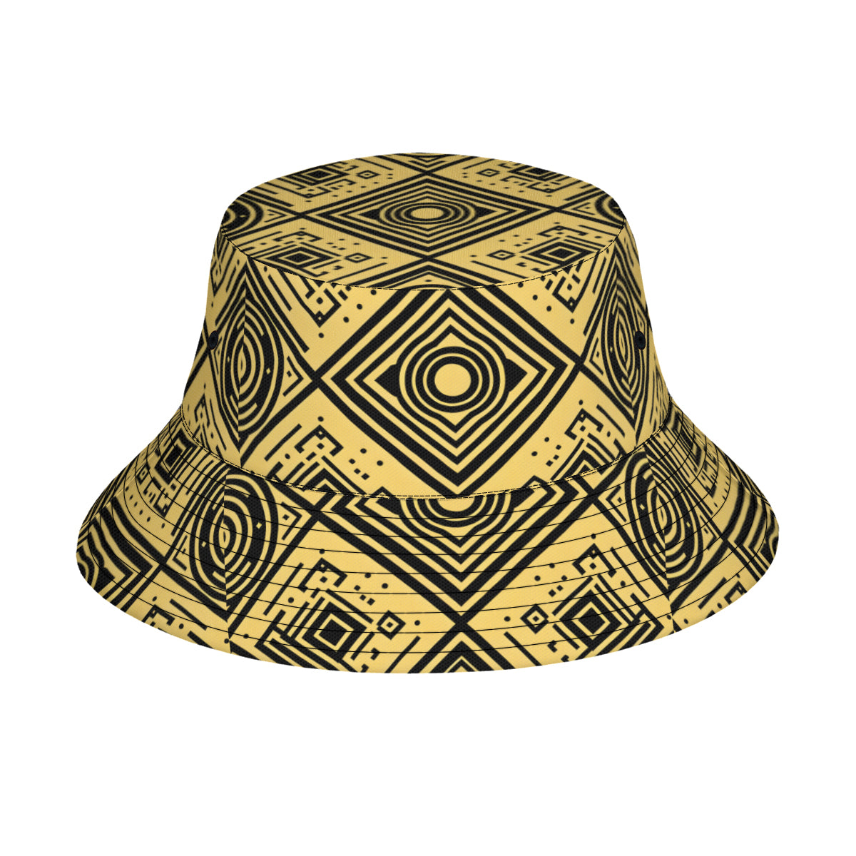 Golden Geometric Shapes Double-Sided Unisex Polyester Bucket Hat