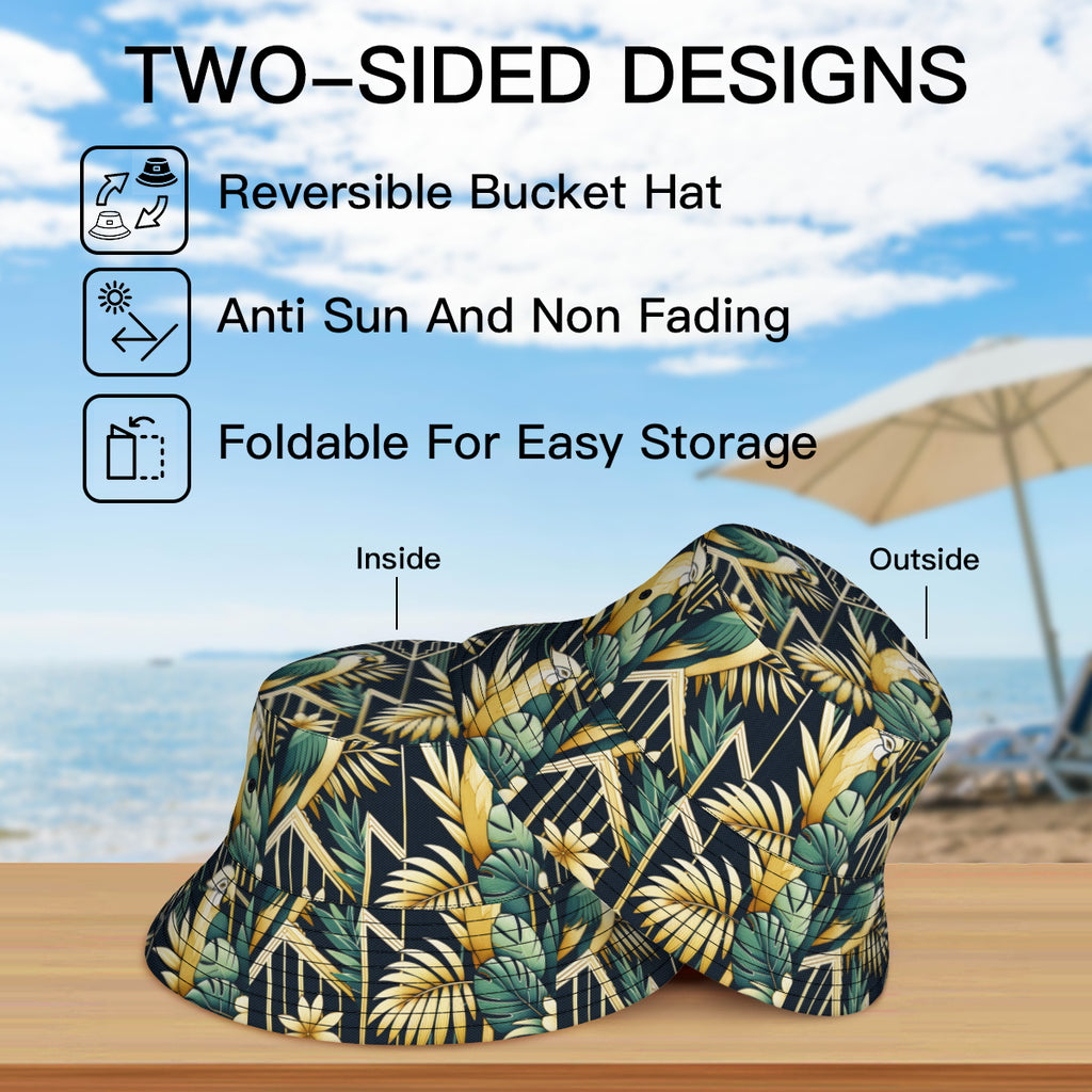 Tropical Parrots Double-Sided Unisex Polyester Bucket Hat