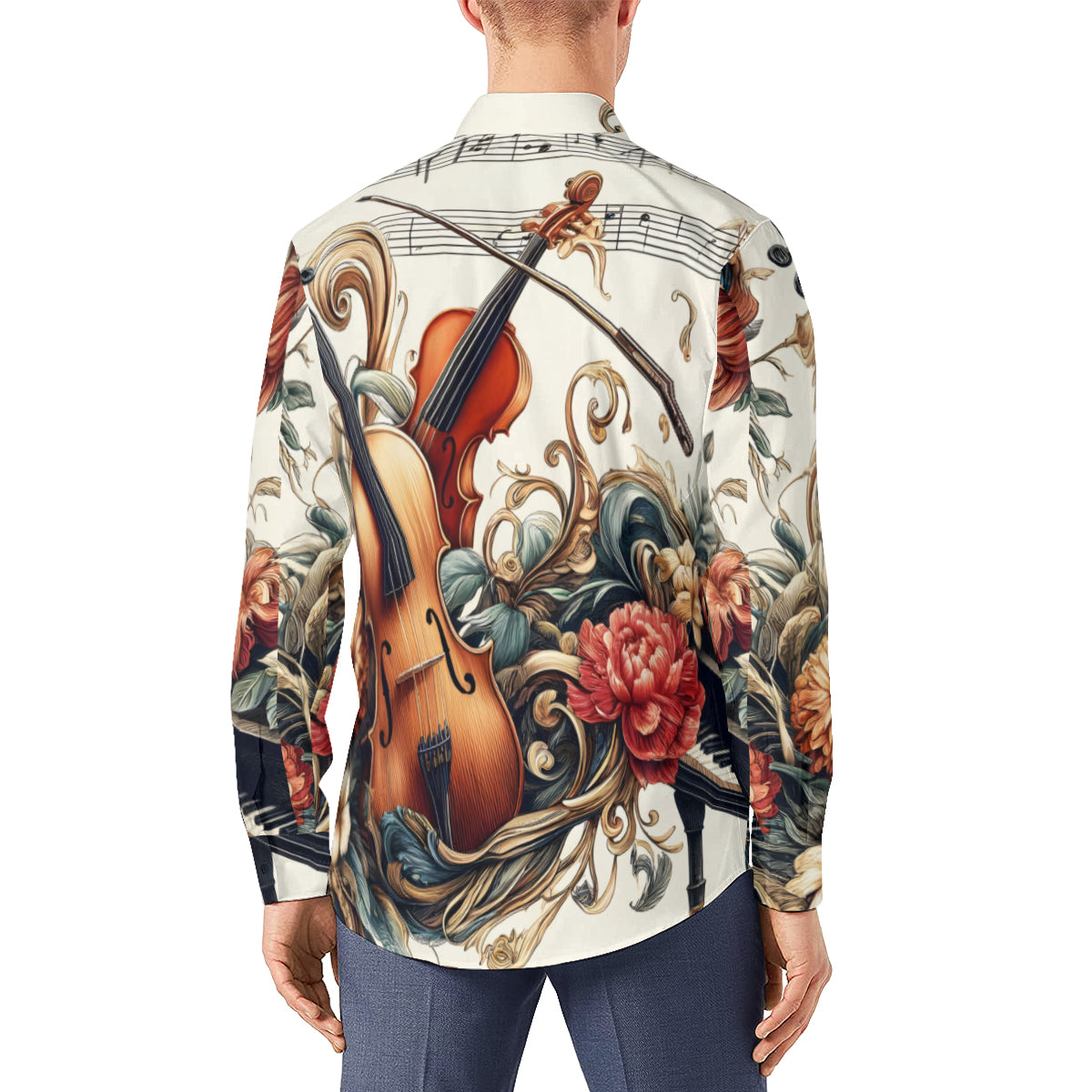 Musical Floral Long Sleeves Men's Shirt